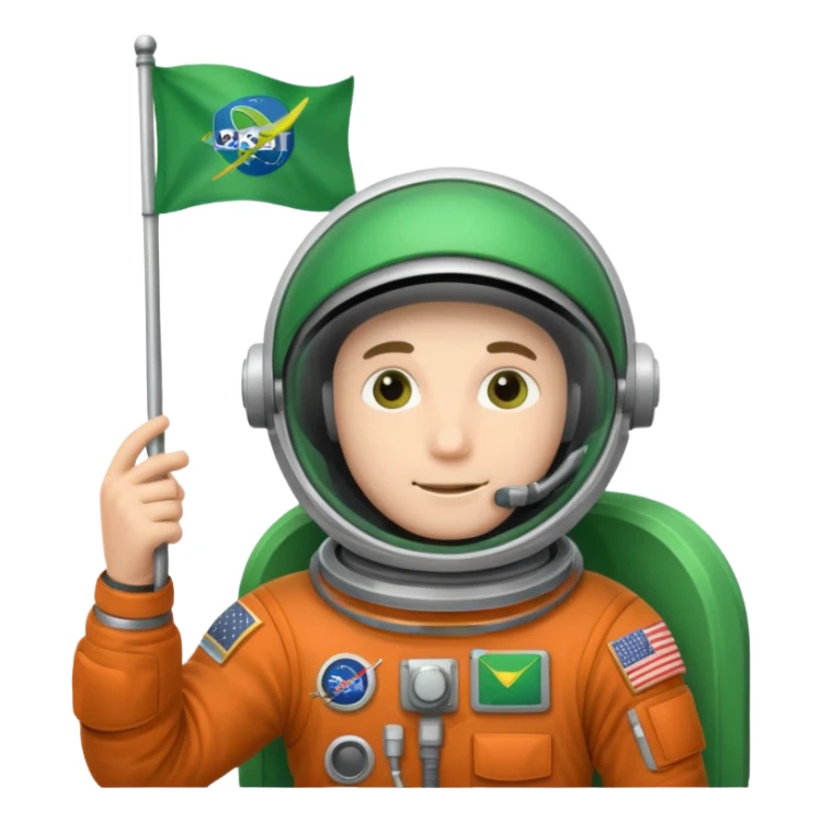 male astronaut with green flag in hand sticker