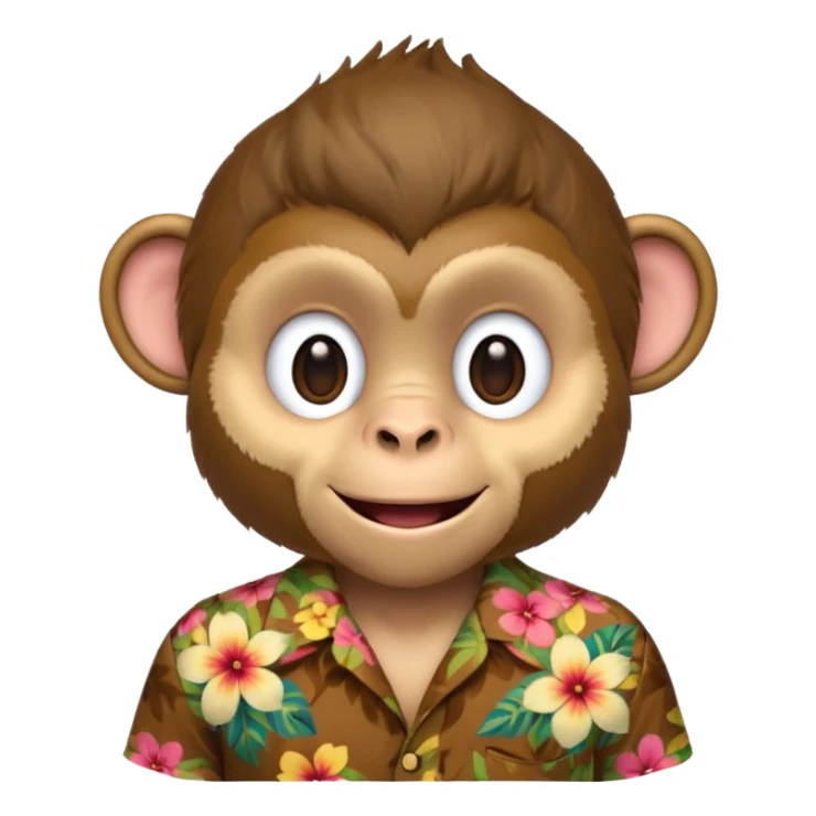 Monkey – cheeky grin, wearing floral aloha shirt. sticker