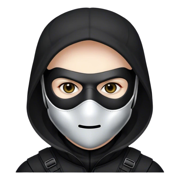 A masked assassin futuristic  in a black tactical suit sticker