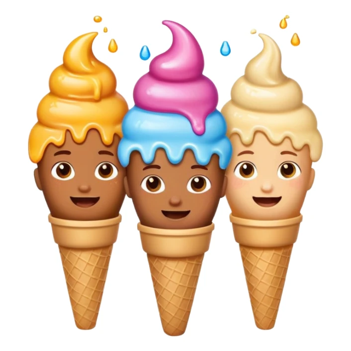 happy children with melting ice cream cones sticker