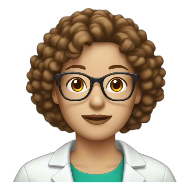pharmacist white woman brown curly hair glasses sticker