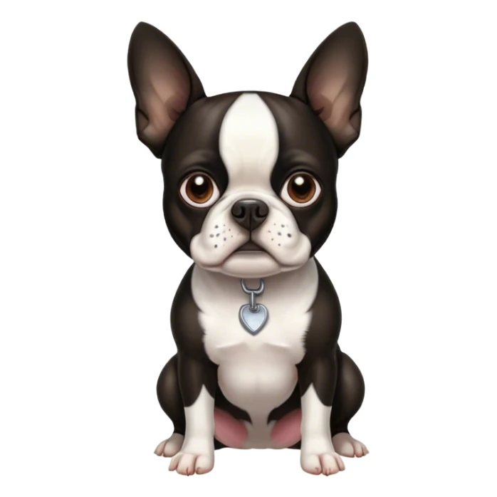 boston terrier with center-part haircut sticker