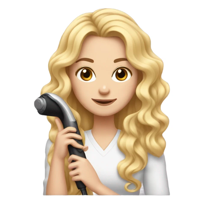 White girl curling her hair sticker