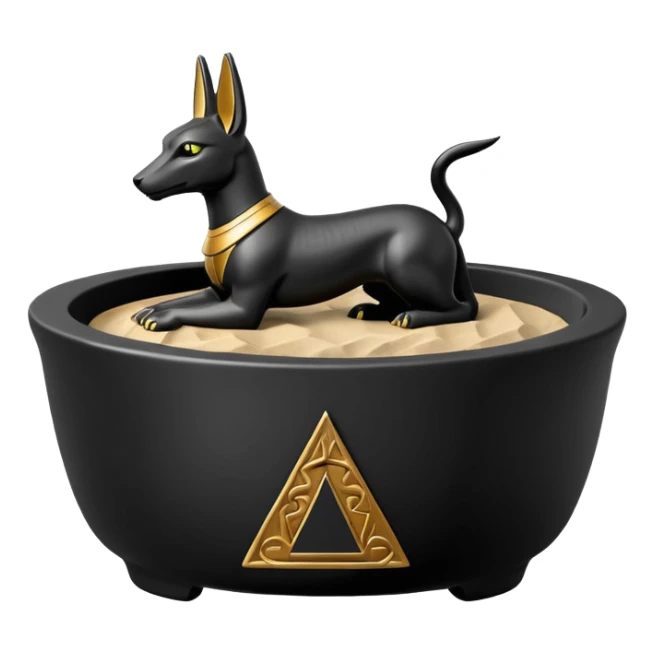 Shallow-height black Anubis branded bonsai pot  sticker