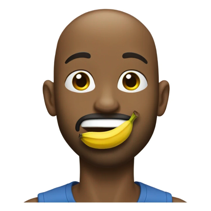 A bald, Black man with a beard and goatee blowing a kiss and a banana. sticker