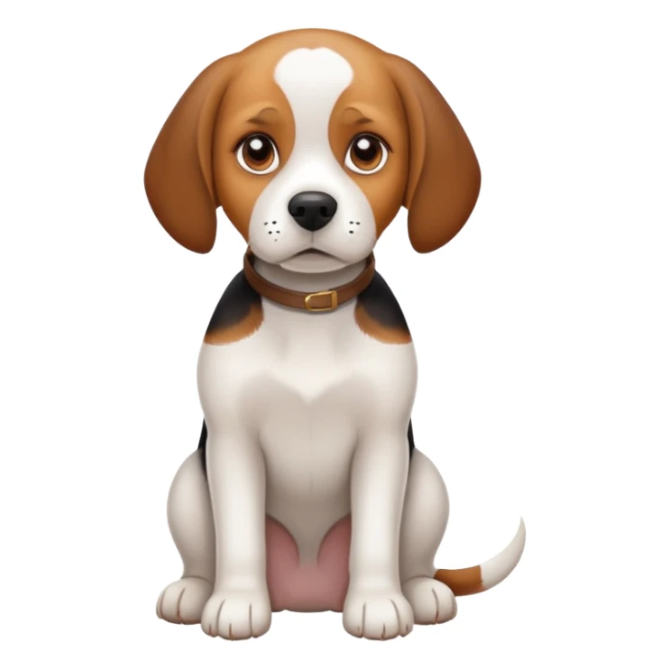 White adult beagle sitting sticker