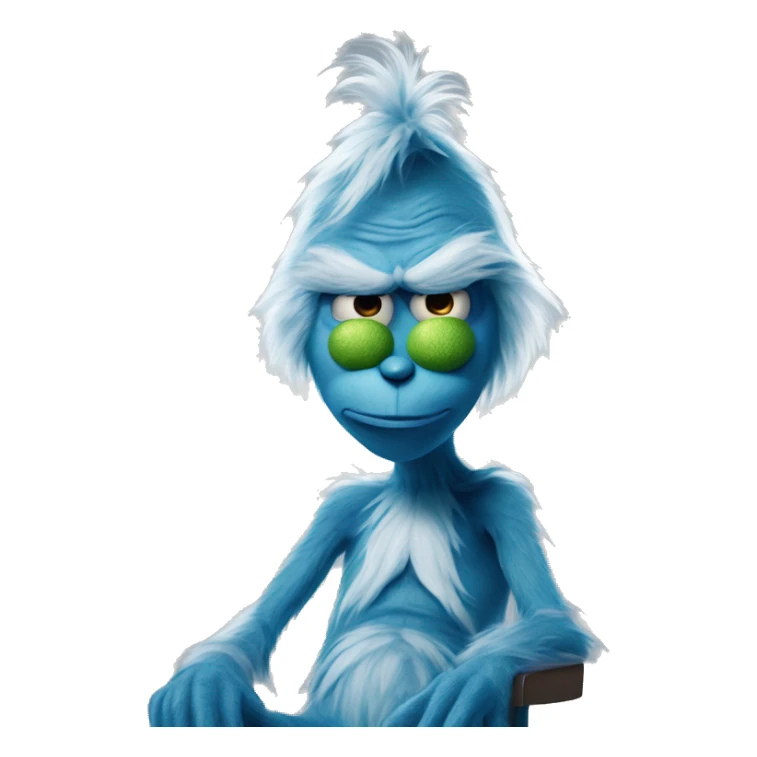 A blue grinch with text saying : that feeling when knee surgery tommorow sticker