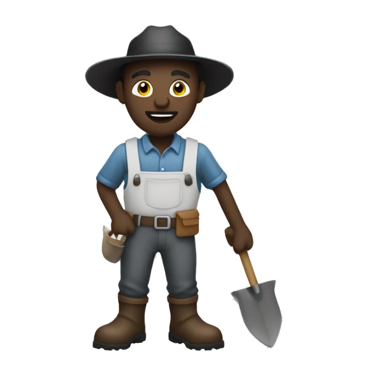 black and white combo colour farmer with tool in hand. sticker