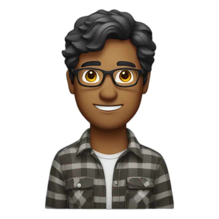 geologist with dark hair glasses and a plaid shirt sticker