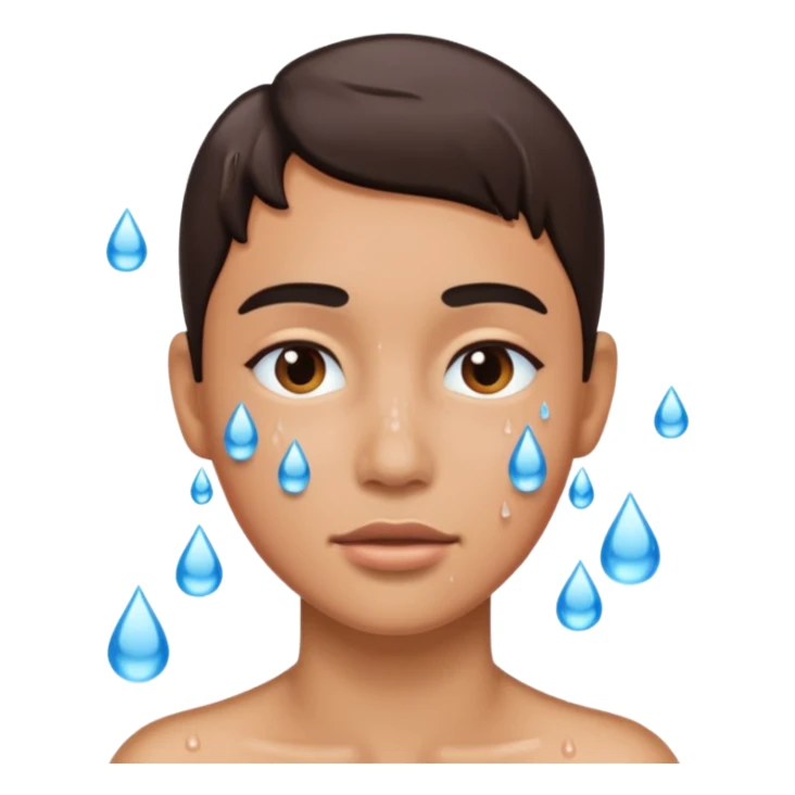 Face getting water all over sticker