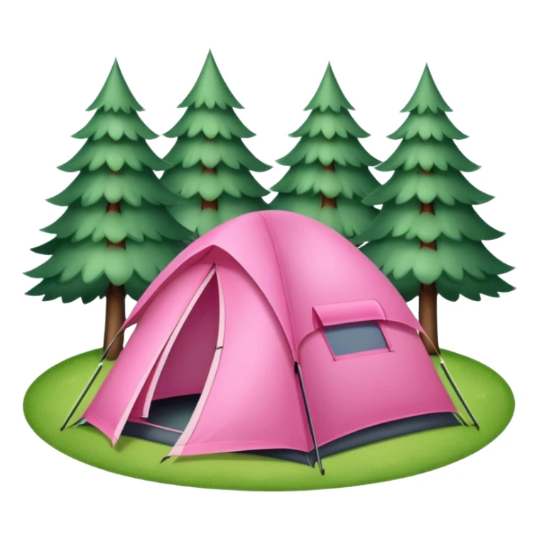pink camping tent on green grass with trees sticker