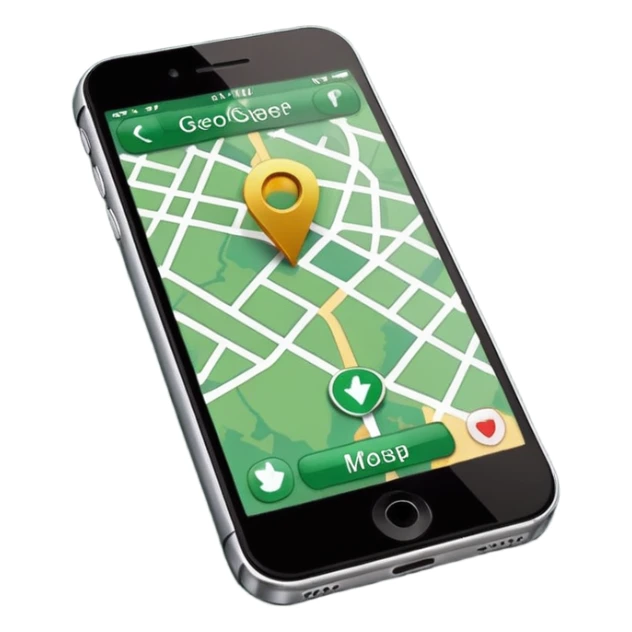 dark green geotag pointing to map on dark green iphone display sticker