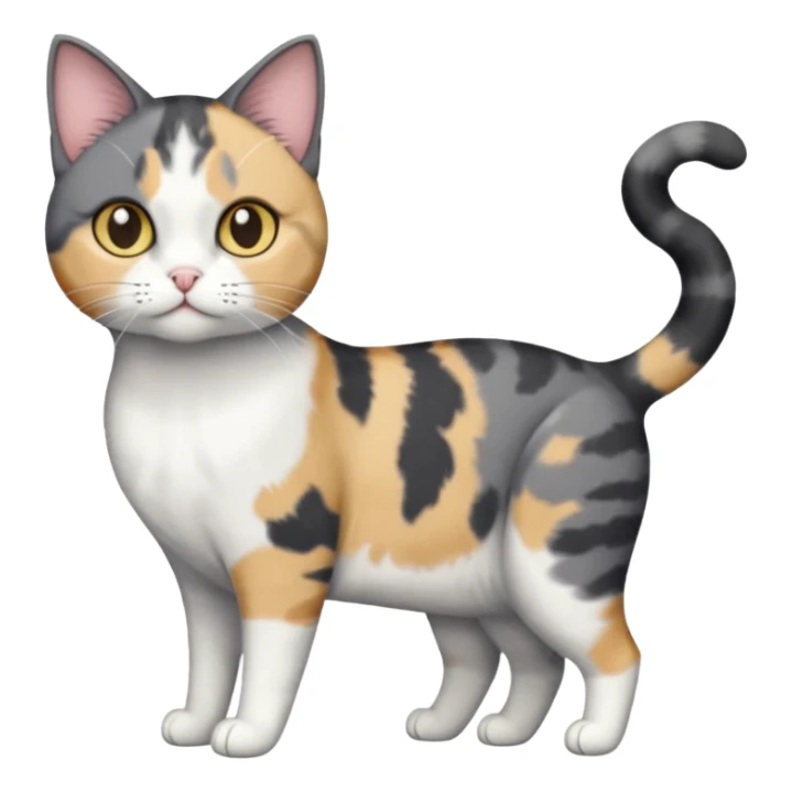 full body small short hair dark grey and white cat sticker