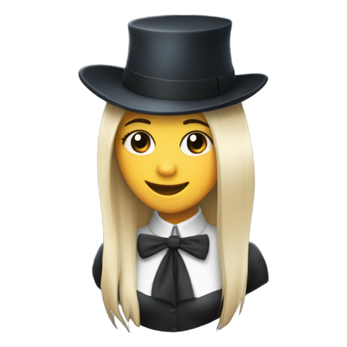 girl with top hat and a shark fin sticker