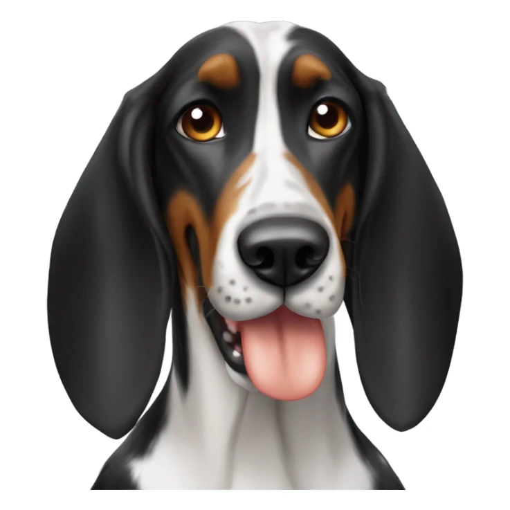 Black long eared coonhound eating cheese sticker
