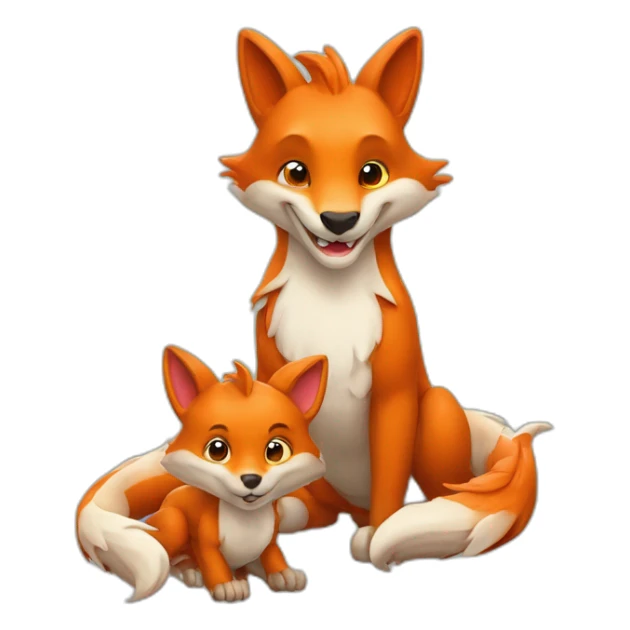 Un renard et un bébé dragon sticker