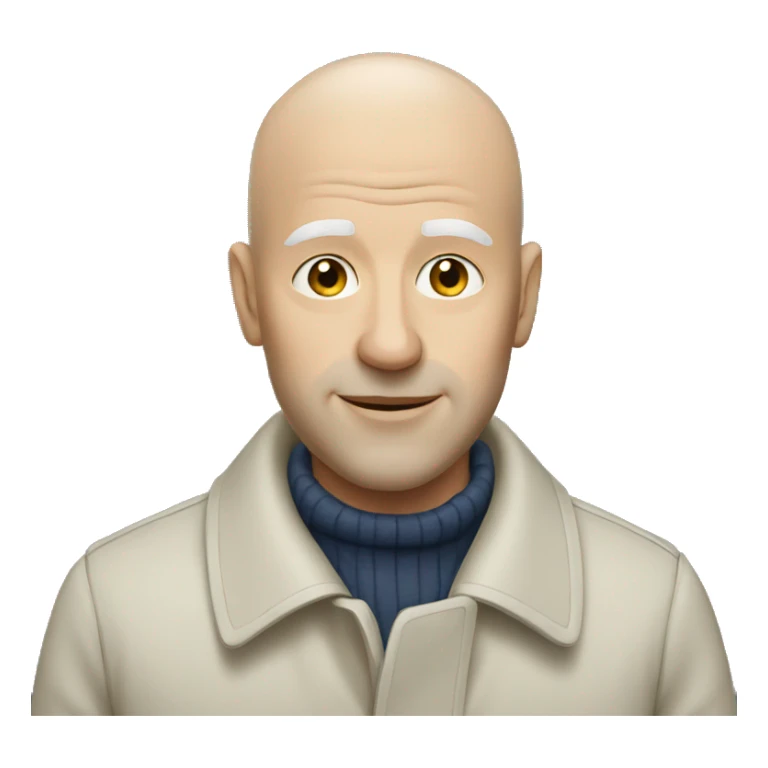 a white bald man wearing coat sticker