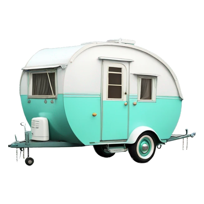Realistic tiffany blue vintage round gypsy caravan wagon camper sticker
