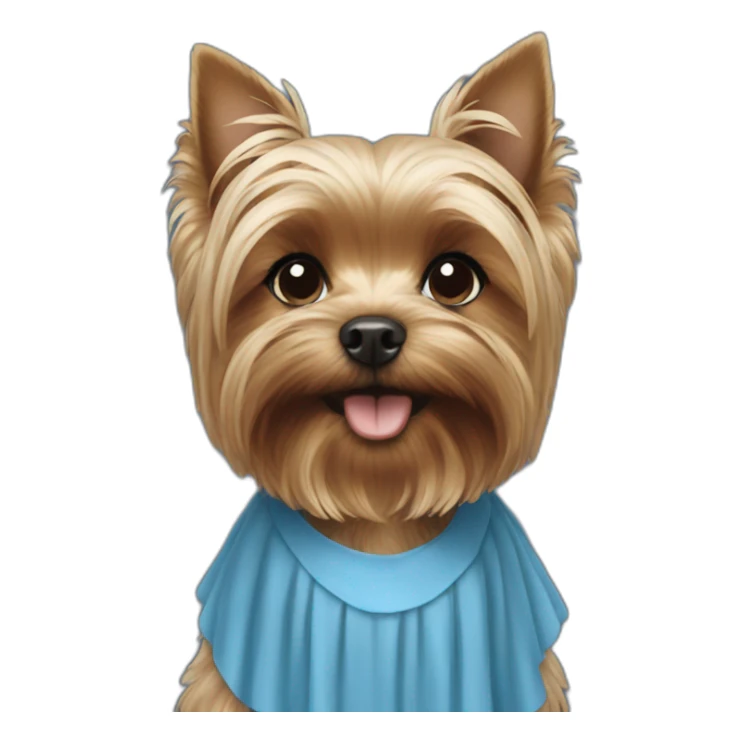 Yorkie wearing a blue dress sticker
