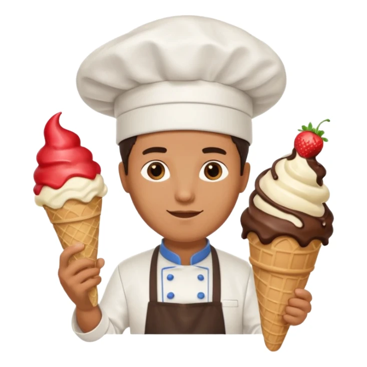 Male Chef with giant ice cream cone sticker
