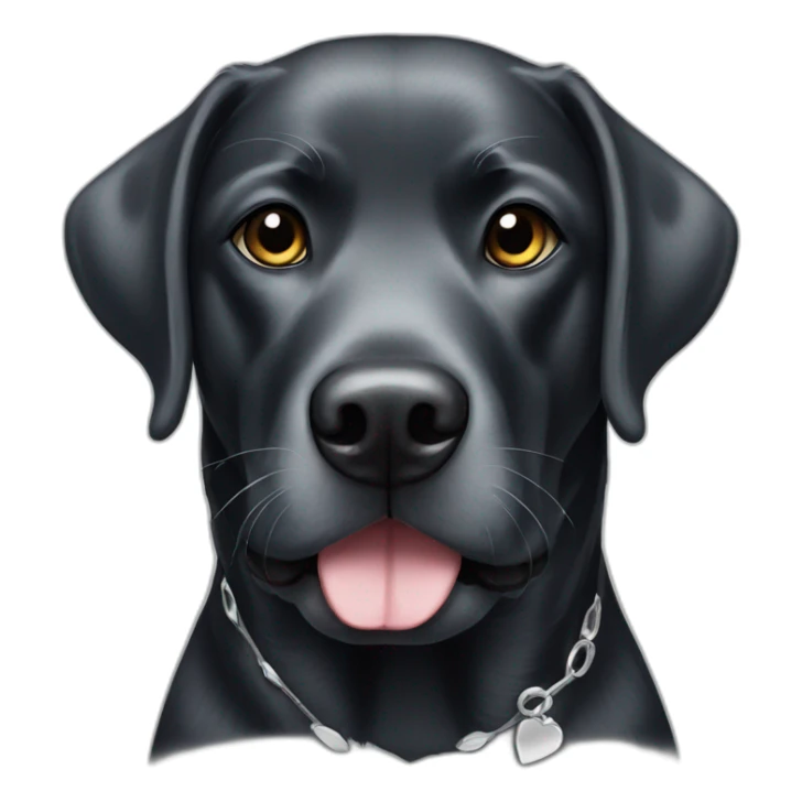 black Labrador portrait with silver patches and one black eye patch sticker