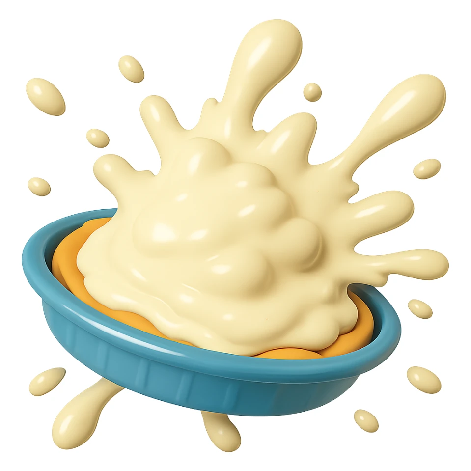 Remove the background so only the intact cream pie is visible. Keep the playful 3D emoji style, golden brown crust, and same angle as before the splat. sticker