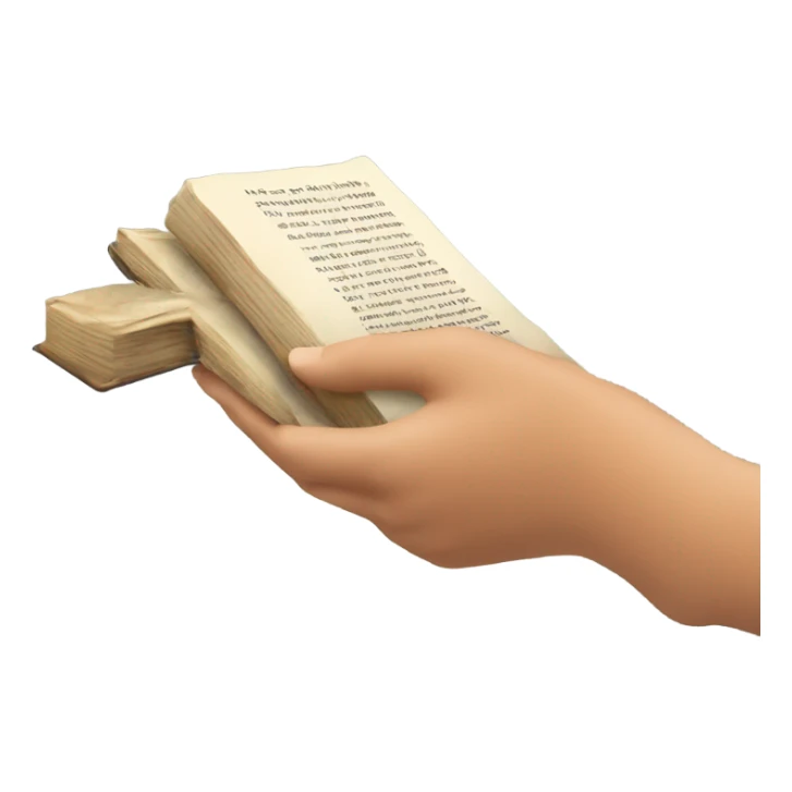 A hand passing a book or coin to another hand. sticker