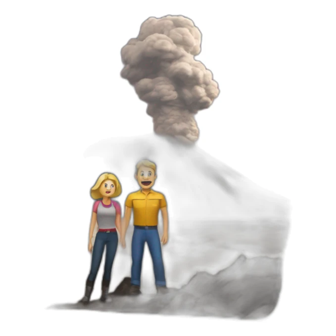 Maurice et Katia Krafft près d'un volcan sticker
