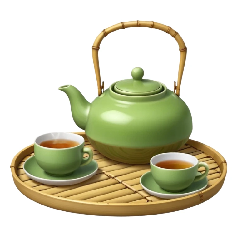 japan bamboo tray with a teapot and cup sticker