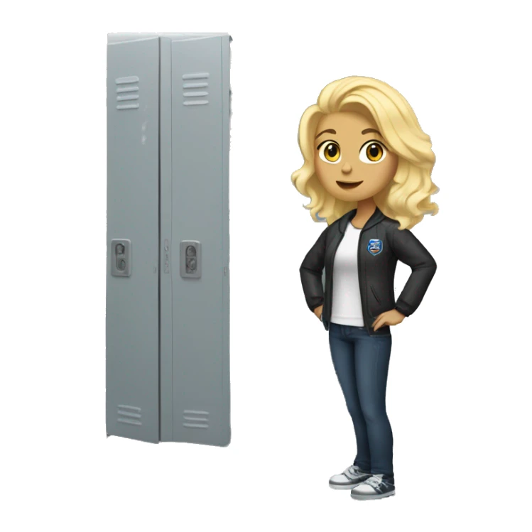 Locker room animated whit blond hair, arms and jacket  sticker