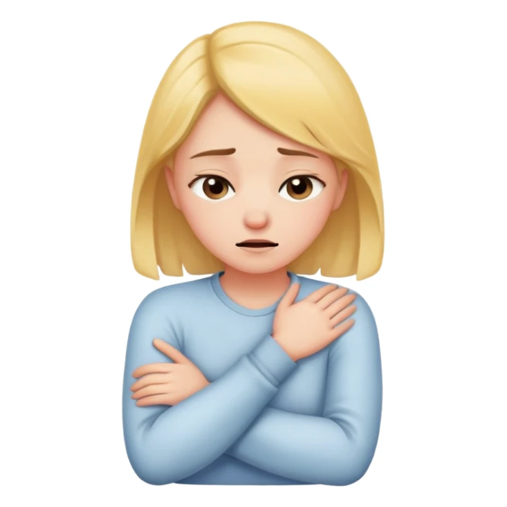 Girl holding her neck with arms crossed suffocating  sticker