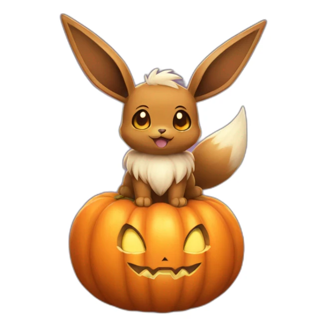 eevee pokemon style holding halloween pumpkin sticker
