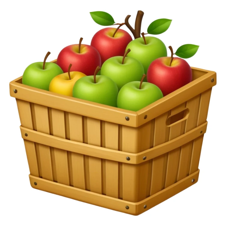 Red, green and yellow apples in a hamper sticker