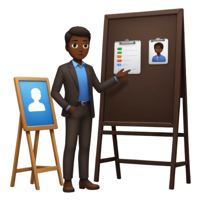 person silhouette standing next to a project board sticker