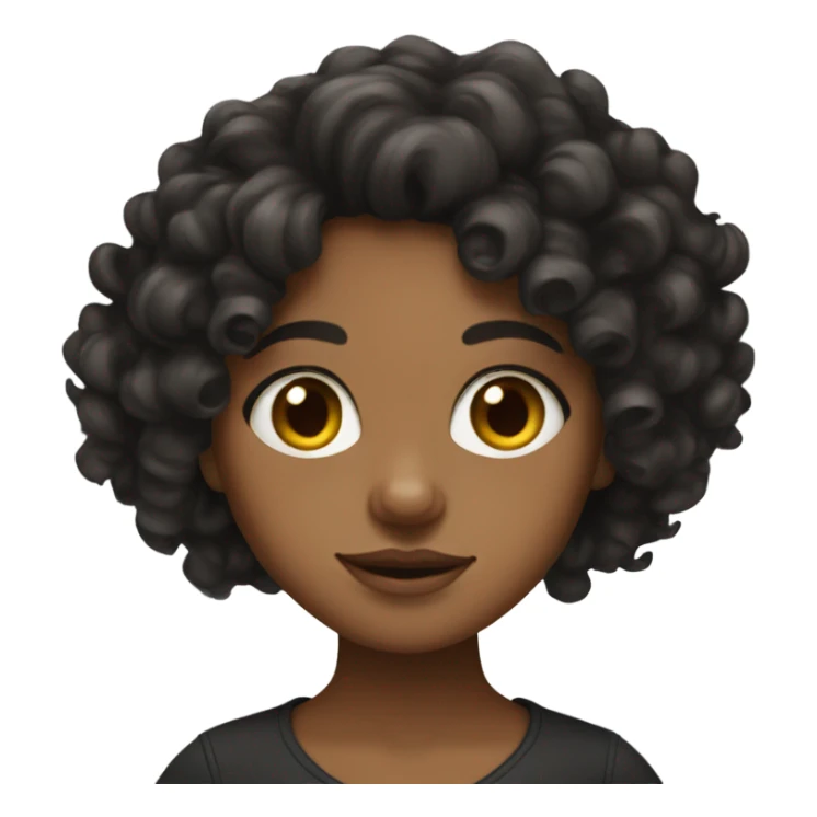 medium skin Girl with curly black hair being creative sticker