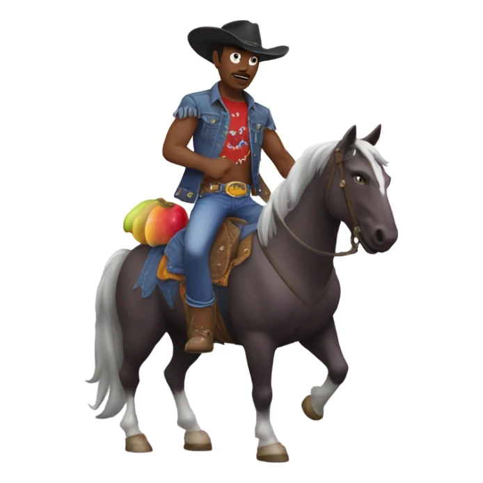 Angry gay cowboy riding a horse with a eggplant  sticker