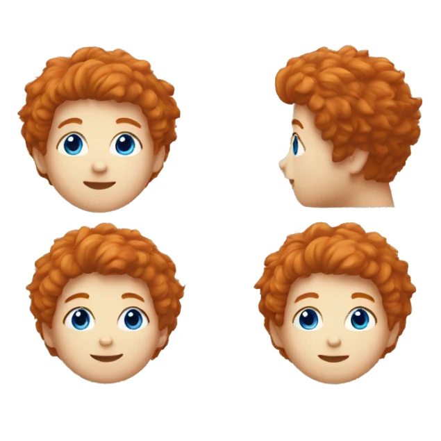 boy Redhead with fluffy short haire with blue eyes one person face emoji sticker