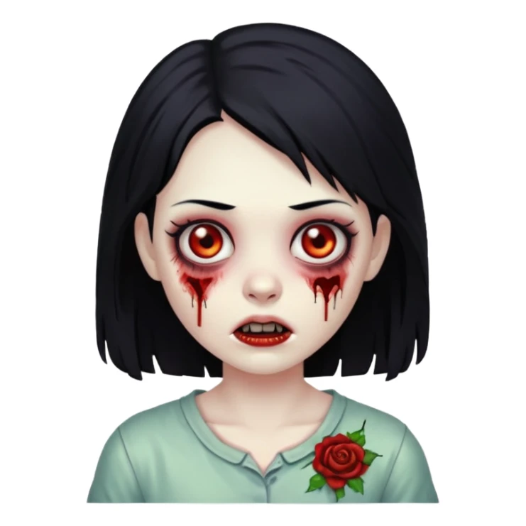 zombie girl with black hair sticker