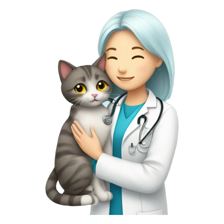 cat cuddles veterinarian girl sticker