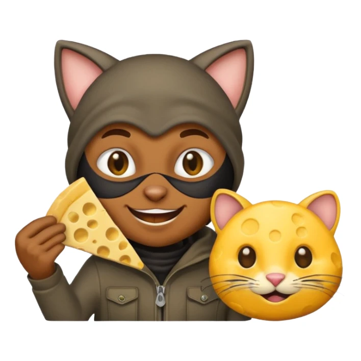 robber emoji with money cheese cat with rat sticker