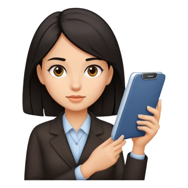 Dark hair girl getting job sticker