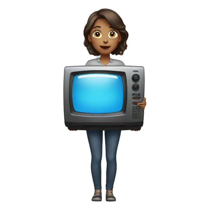 a women with a tv sticker