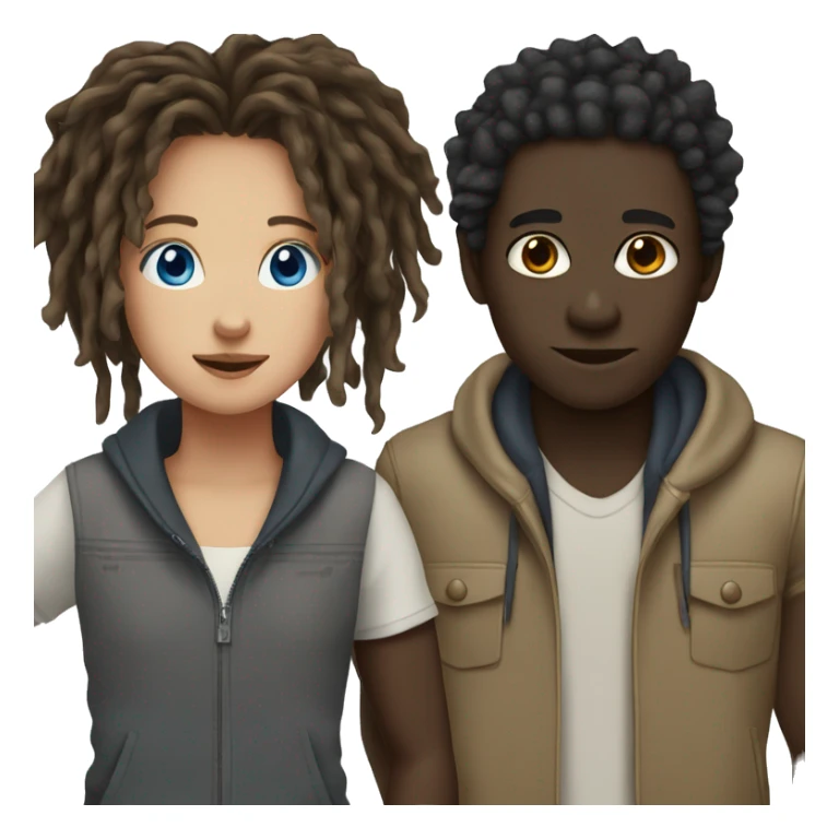 Dark skinned boy with dreads with brunette girl with blue eyes  sticker