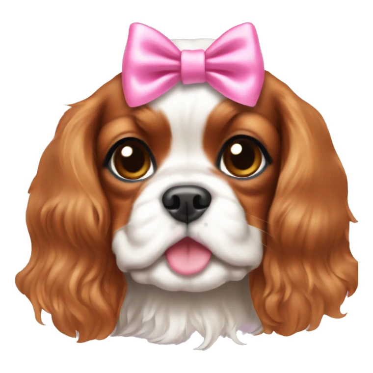 cavalier king charles spaniel puppy with pink bow sticker
