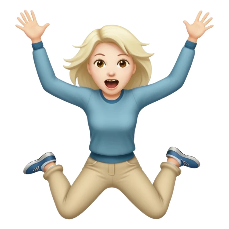 Woman jumping screaming “fraud” sticker