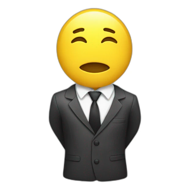 Straight emoji yellow human showing tie hands sticker