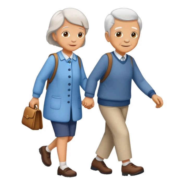 child helping an elderly person walk, kind and friendly sticker