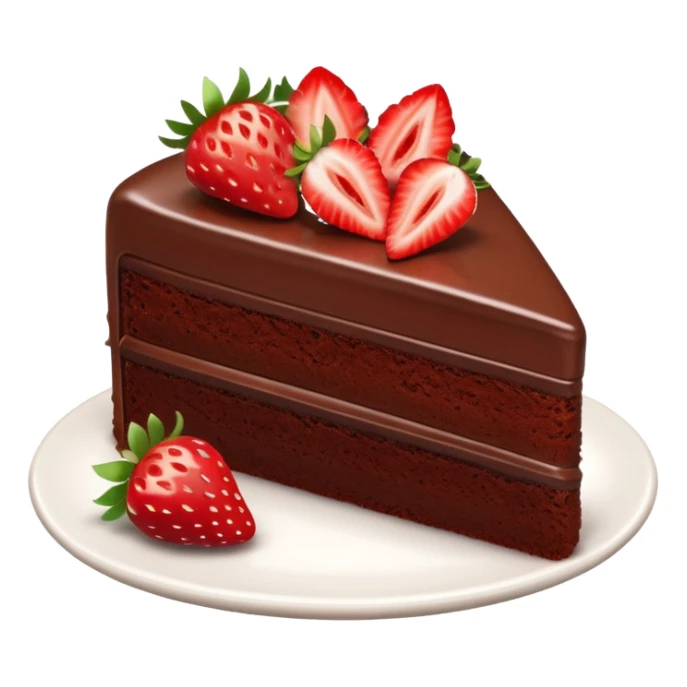 slice of chocolate cake topped with strawberries sticker