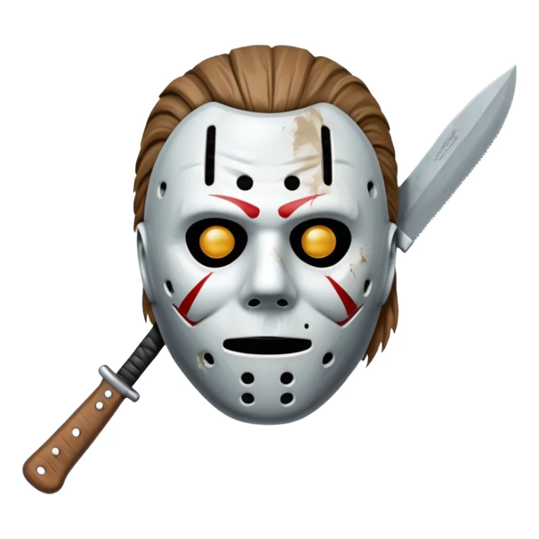 Michael Meyers mask with a machete behind it sticker