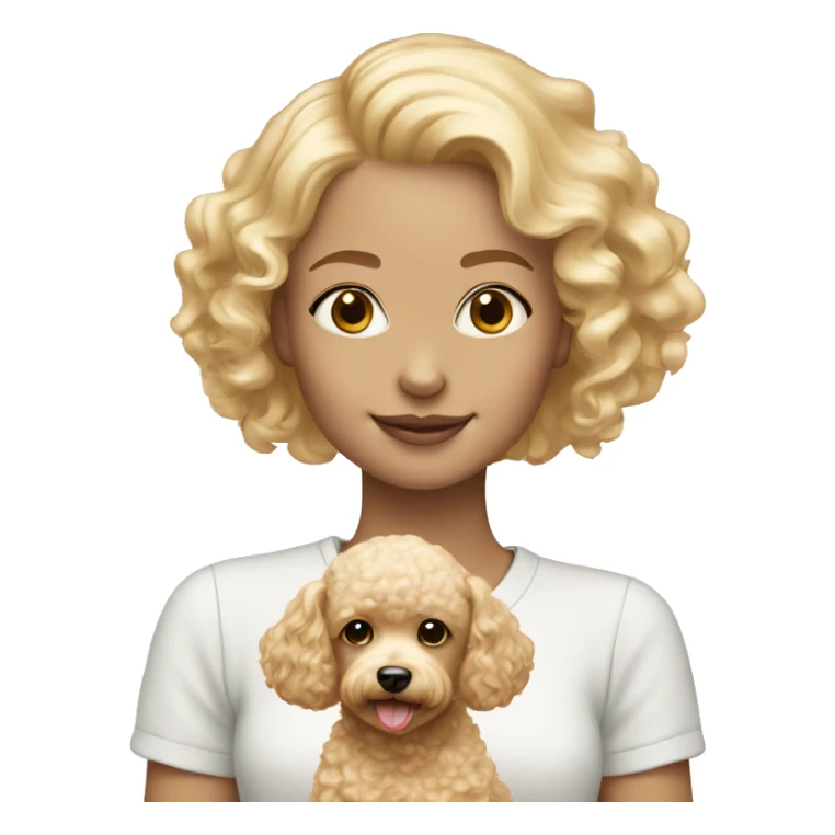blond girl with cream colored puppy poodle  sticker